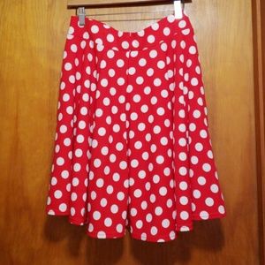 Red skirt with white polka dots